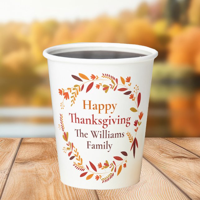 Gobelets En Papier Bon thanksgiving personnalisé feuille d'automne co (Créateur téléchargé)