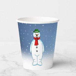 Gobelets En Papier Bonhomme de neige joyeux