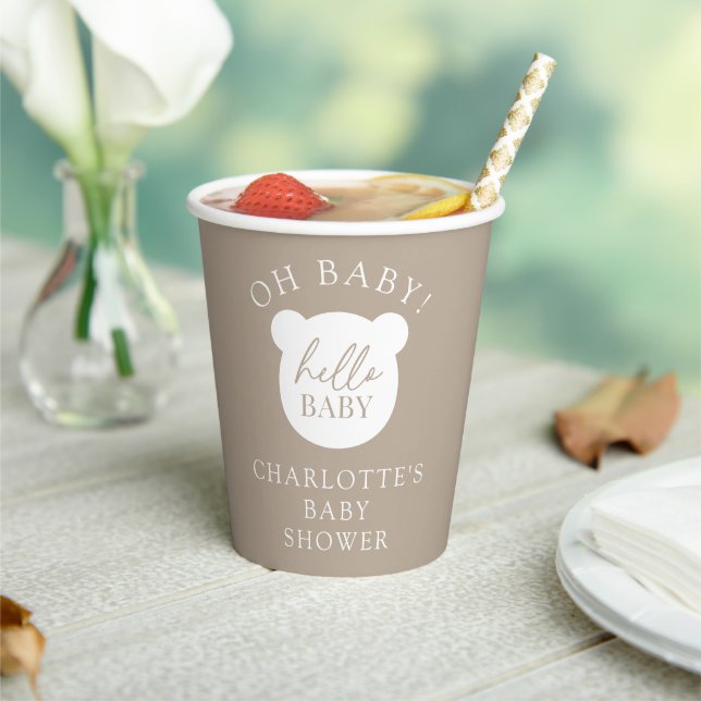 Gobelets En Papier Bonjour Baby Bear tasse de papier (Insitu)