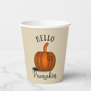 Gobelets En Papier Bonjour citrouille aquarelle automne