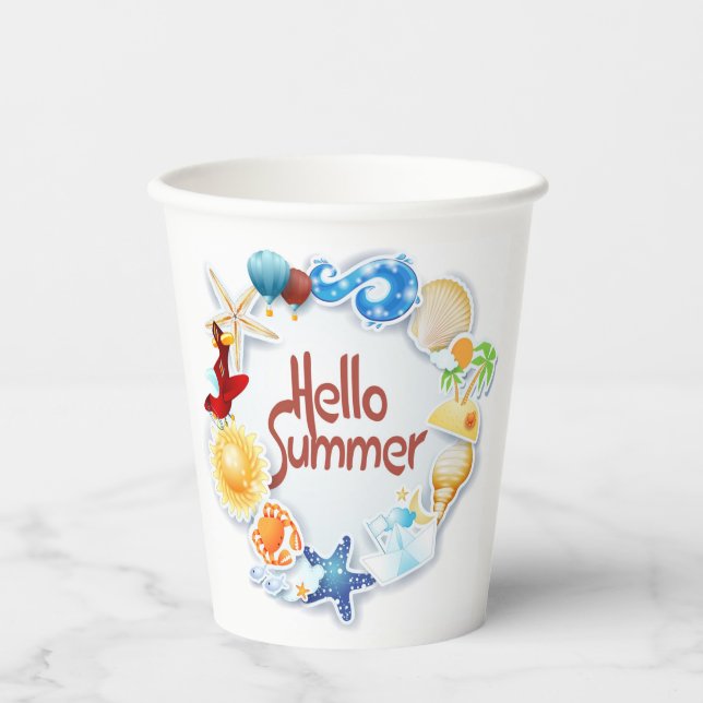 Gobelets En Papier Bonjour été (Recto)