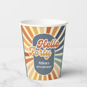 Gobelets En Papier Bonjour Quarty Retro Sun Super Wave Anniversaire