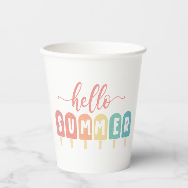 Gobelets En Papier Bonjour Summer Pastel Popsicles (Recto)