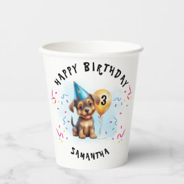 Gobelets En Papier Bonne Anniversaire Chiot Anniversaire Papier Coupe