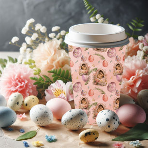 Gobelets En Papier Bonne fête de Pâques Bunny fête rose