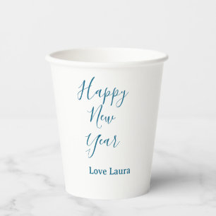 Gobelets En Papier Bonne nouvelle année ajouter nom amour bleu simple