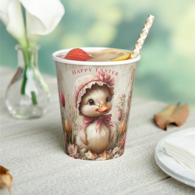 Gobelets En Papier Bonnet rose de Pâques Tulipes Daisis (Insitu)