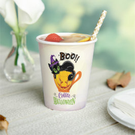 Gobelets En Papier Boo Black Cat, Scary Pumkin Coffee Halloween
