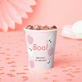 Gobelets En Papier Boo ! Halloween Fille Fantôme Citrouille rose Anni