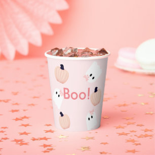 Gobelets En Papier Boo ! Halloween Fille Fantôme Citrouille rose Anni