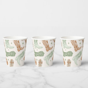 Gobelets en papier Boots de Cowboy Verts