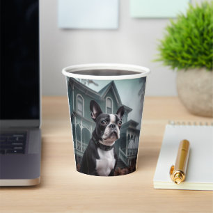 Gobelets En Papier Boston Terrier Halloween Épouvantable