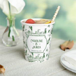 Gobelets En Papier Boston Toile Forest Green Coupe de papier personna