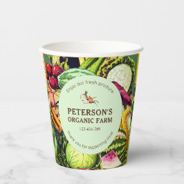 Gobelets En Papier Botanique Vintage Légumes Étiquette fermier local