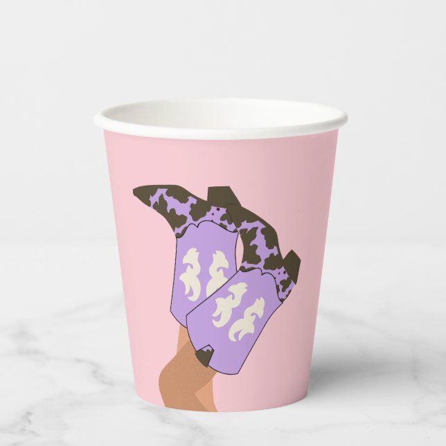 Gobelets En Papier Botte Lilac Cowboy moderne Western Boot (Recto)