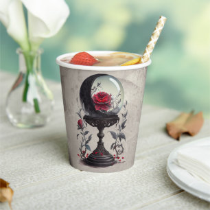 Gobelets En Papier Boudoir   Cristal Ball Croissant Lune Roses rouges