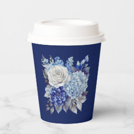Gobelets En Papier Bouquet de fleurs bleu aquarelle-Mariage