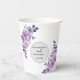 Gobelets En Papier Bouquet de fleurs violettes aquarelle Coupe en pap