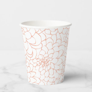 Gobelets En Papier Bouquet floral blanc Dahlia - terre cuite