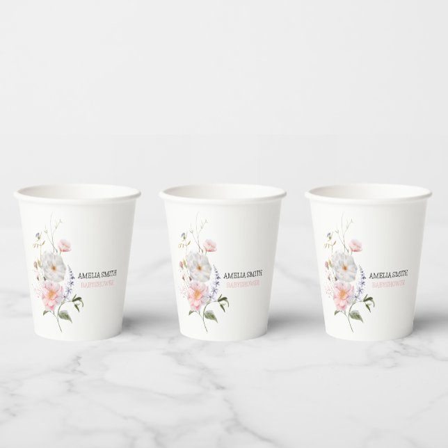 Gobelets En Papier Bouquet floral sauvage Babyshower (Multi)