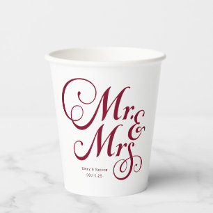 Gobelets En Papier Bourgogne m et mrs moderne rustique personnalisé