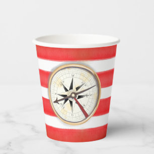 Gobelets En Papier boussole pirate rayée