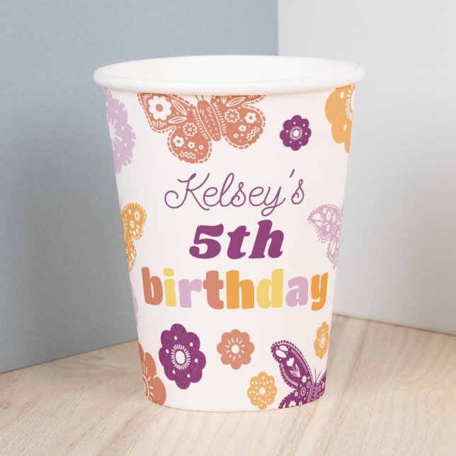 Gobelets En Papier Bouteille Rétro Coupes de fête d'anniversaire (Personalized Butterfly Birthday Party Cup)
