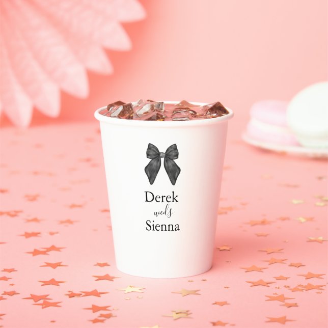 Gobelets En Papier Bow classique noir et blanc Mariage (Insitu)