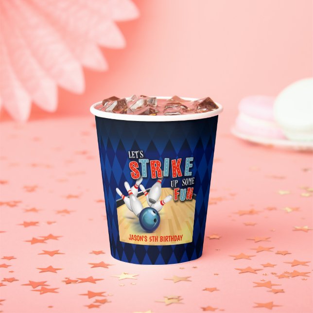 Gobelets En Papier Bowling Birthday Paper Cup - Garçon (Insitu)