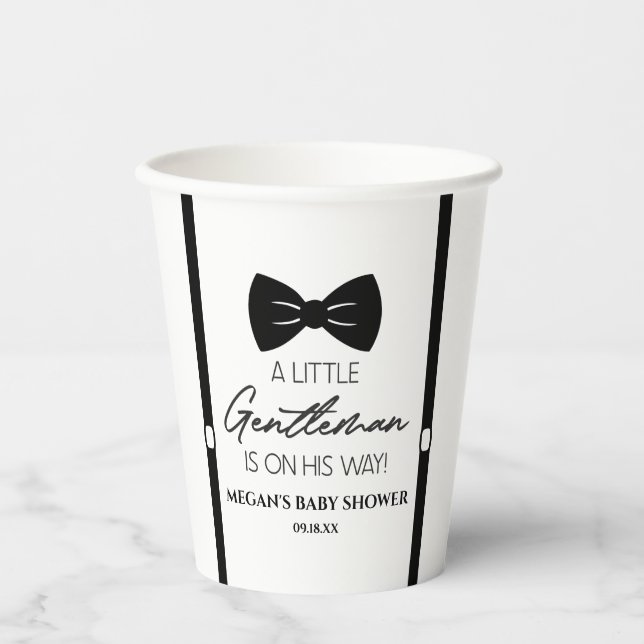 Gobelets En Papier Bowtie Suspende Un Petit Baby shower Gentil (Recto)