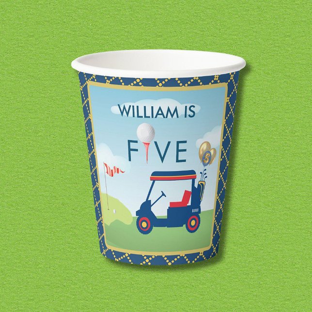 Gobelets En Papier Boy Golf Thème 5ème anniversaire (Créateur téléchargé)