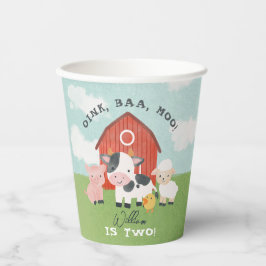 Gobelets En Papier Boys Farm Animal Barnyard Cute 2nd Birthday