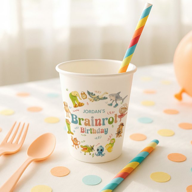 Gobelets En Papier Brainrot Meme Birthday Party (Créateur téléchargé)