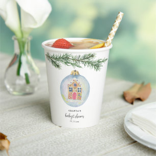 Gobelets En Papier Branche d'hiver avec baby shower jouet
