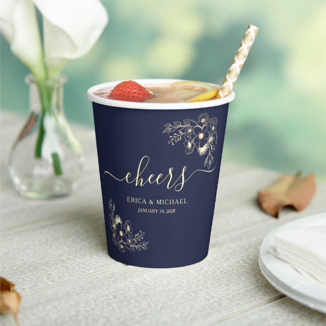 Gobelets En Papier Bravo Mariage bleu marine (Insitu)
