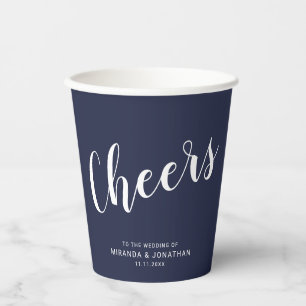 Gobelets En Papier "Bravo" Script moderne Mariage bleu marine
