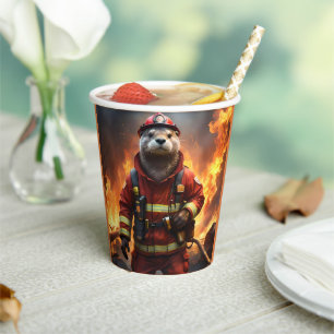 Gobelets En Papier **"Bravoure Ardente : La Loutre Pompière"**