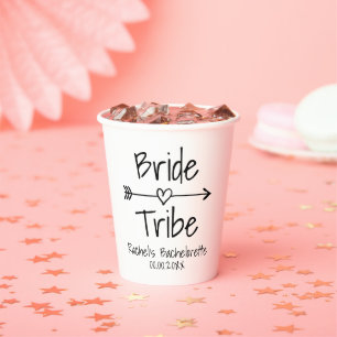 Gobelets En Papier Bride Tribe flèche coeur bachelorette fête personn