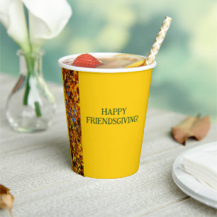 Gobelets En Papier Bright Gold Feuilles Thanksgiving Friendsgiving