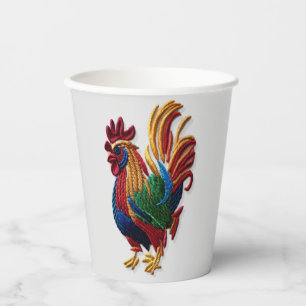 Gobelets En Papier Broderie coq - Broderie animal traditionnel