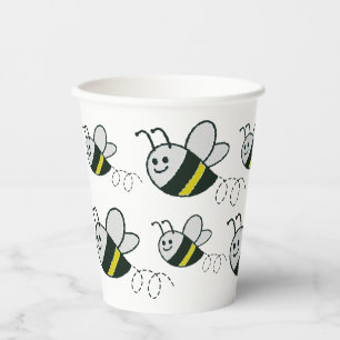 Gobelets En Papier Broderie Imprimer Baby shower d'abeille mignonne