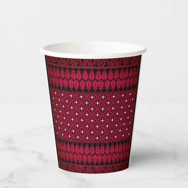 Gobelets En Papier Broderie palestinienne Tatreez imprimé (Recto)