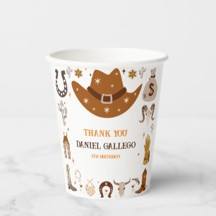 Gobelets En Papier Brown Cute Cowboy fête d'anniversaire