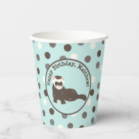 Brown Ferret Mint Green Polka Dot Party