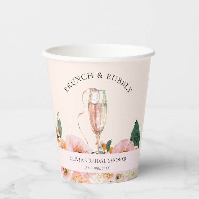 Gobelets En Papier Brunch & Bubbly Boho Floral Champagne (Recto)
