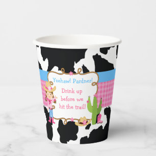 Gobelets En Papier Brunette Cowgirl Western fête d'anniversaire