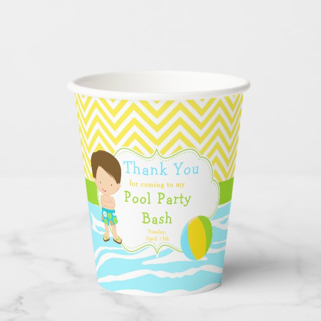 Gobelets En Papier Brunette Hair Pool Party Bash Party (Recto)