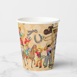 Gobelets En Papier Buckaroo Cowboy's Birthday Photo & Name Cute