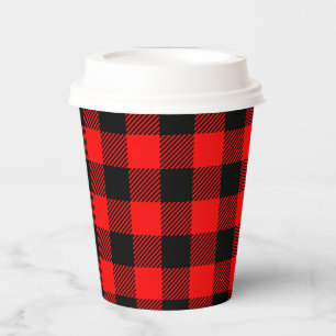 Gobelets En Papier Buffalo Check Rouge et Noir Lumberjack Plaid Decor