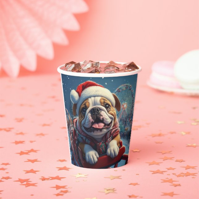Gobelets En Papier Bulldog Roller Dessous de verre Noël (Insitu)